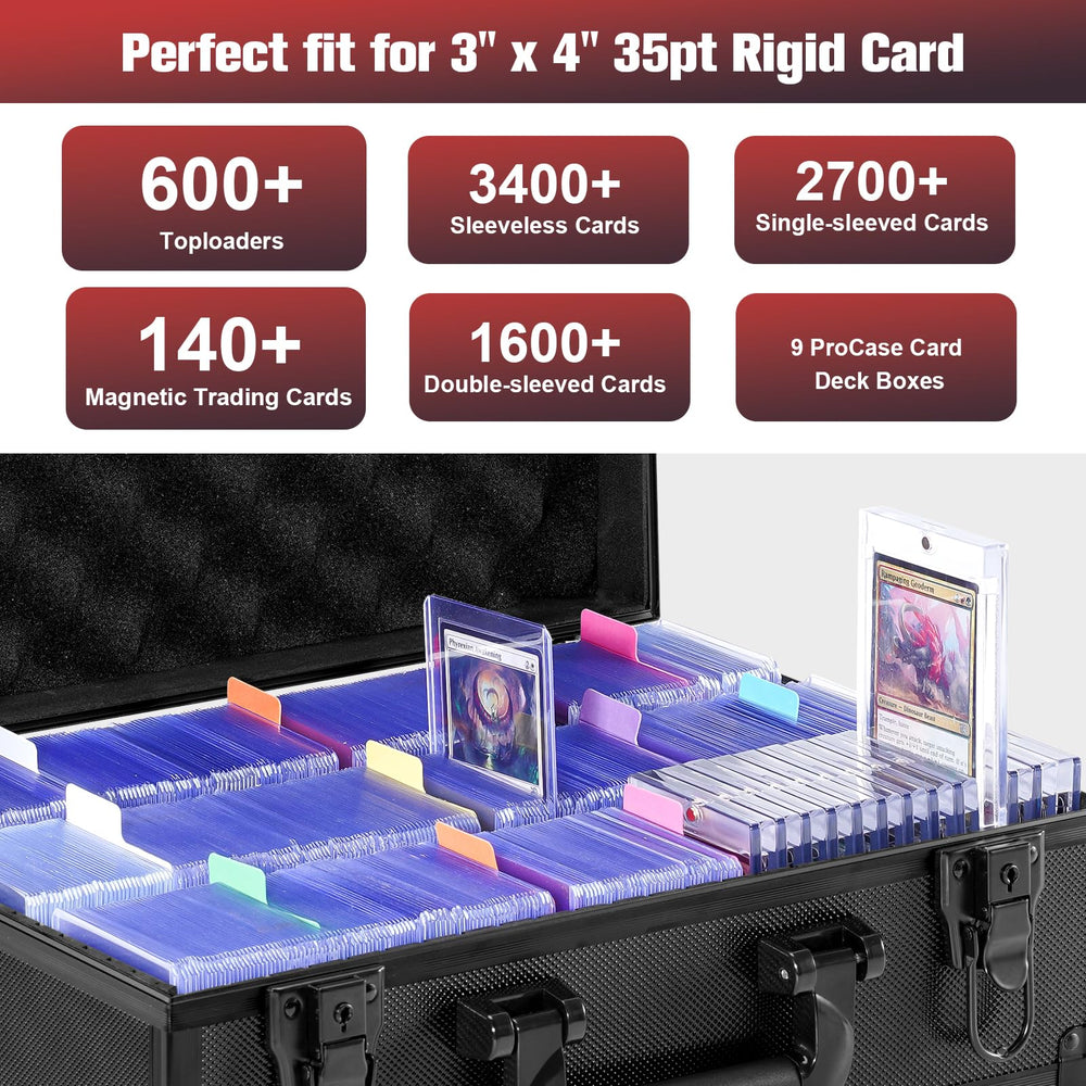ProCase Toploader box open lid for easy card access and sorting.