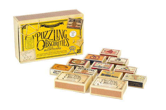 Professor PUZZLE Obscurities box cover shows portable brain teasers for on-the-go thinking.