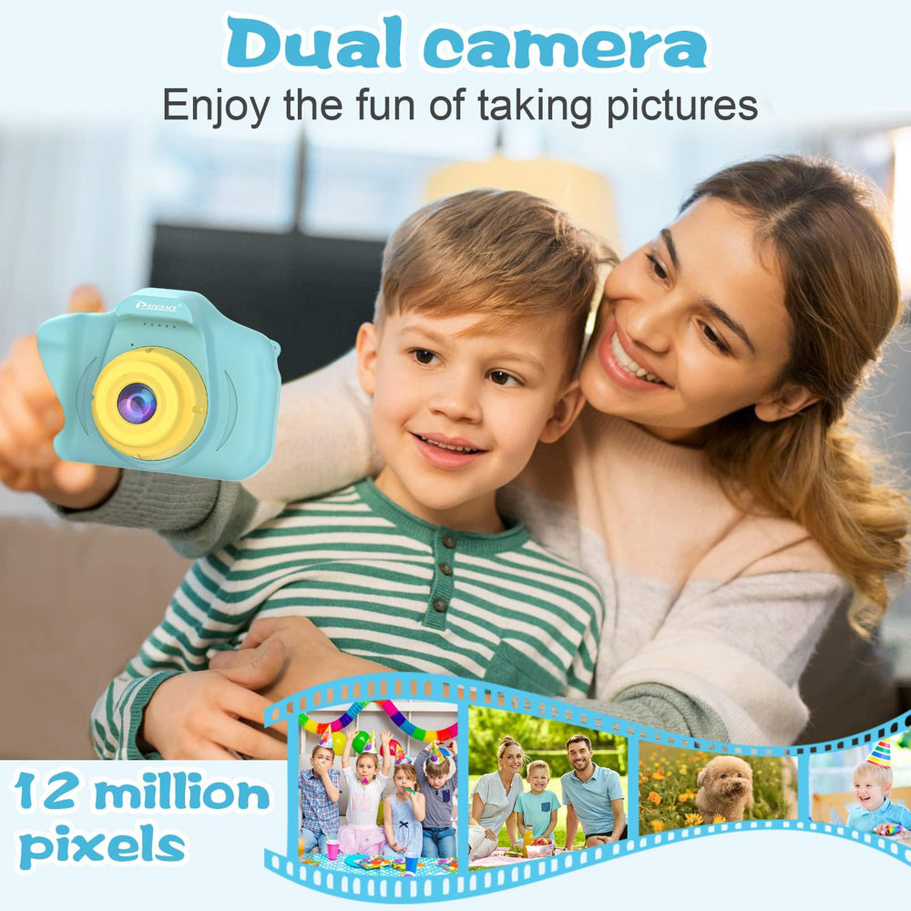 PROGRACE Kids Camera includes a 32GB SD card for instant storage.