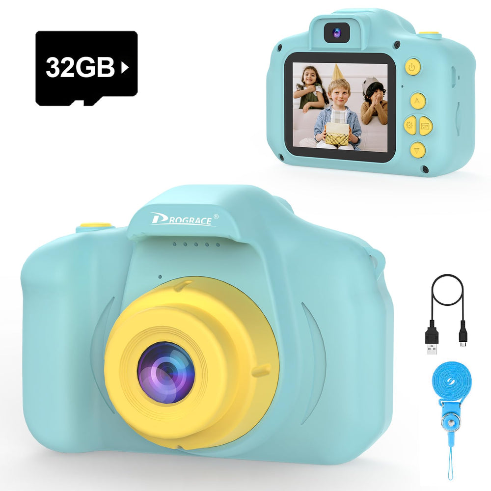 PROGRACE Kids Camera with IPS screen for clear viewing during play.
