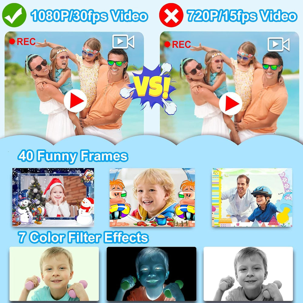 Prograce kids camera with adjustable neck strap for comfortable hands-free use