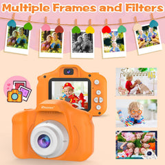 PROGRACE Orange Kids Camera portable lanyard enables easy carry on adventures.