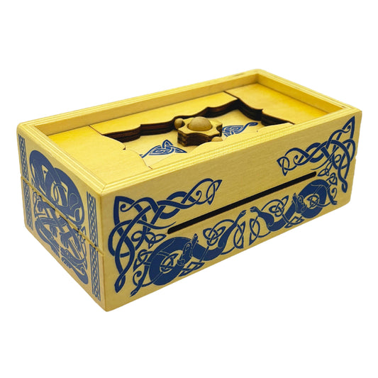 Project Genius Viking Sea Chest front view with ornate wood and Norse motif for gifting
