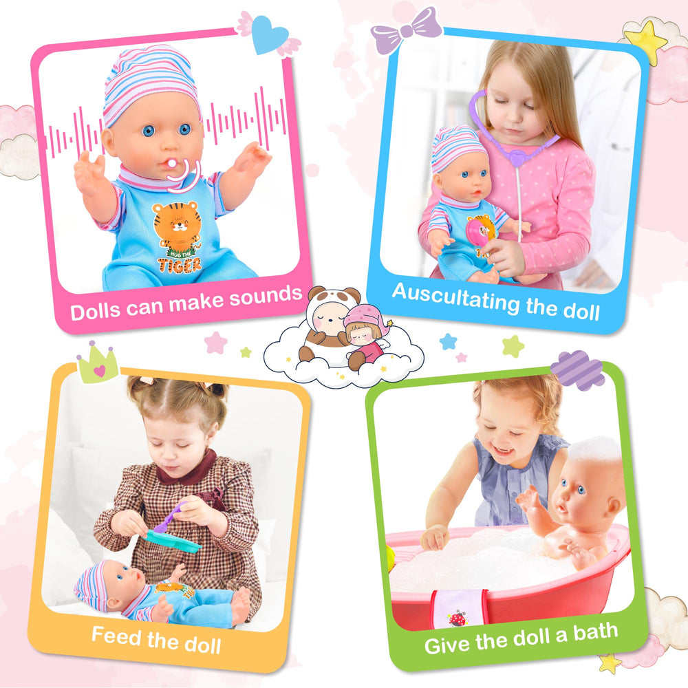 PROOU baby doll doctor kit with stethoscope for imaginative care scenarios.