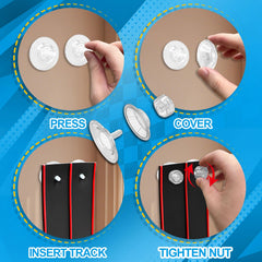 Prtneg track with suction cups sticks to windows and walls.