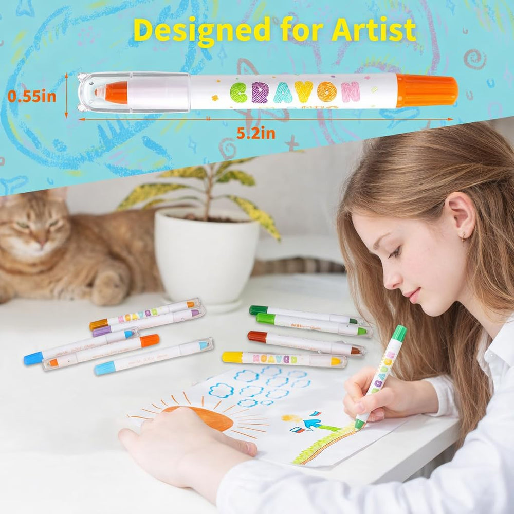 Prudiut 36-color silky twistable crayons close-up colors showcase vibrant hues for learning
