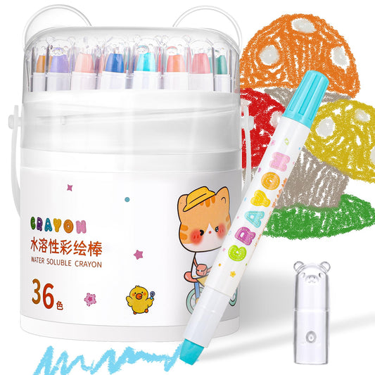 Prudiut 36-color silky twistable crayons in packaging, ideal for gifting and planning projects