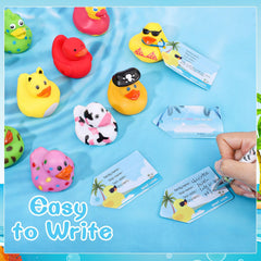 Prudiut rubber bands included to attach tags securely on ducks