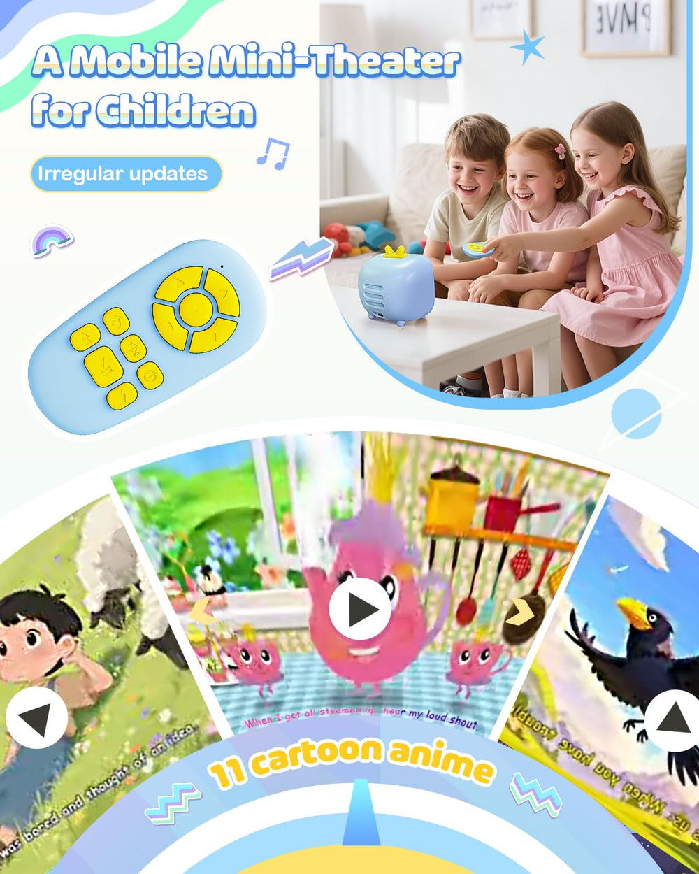Prysyedawn Story Machine Kids Blue USB-C recharge keeps playtime ready.