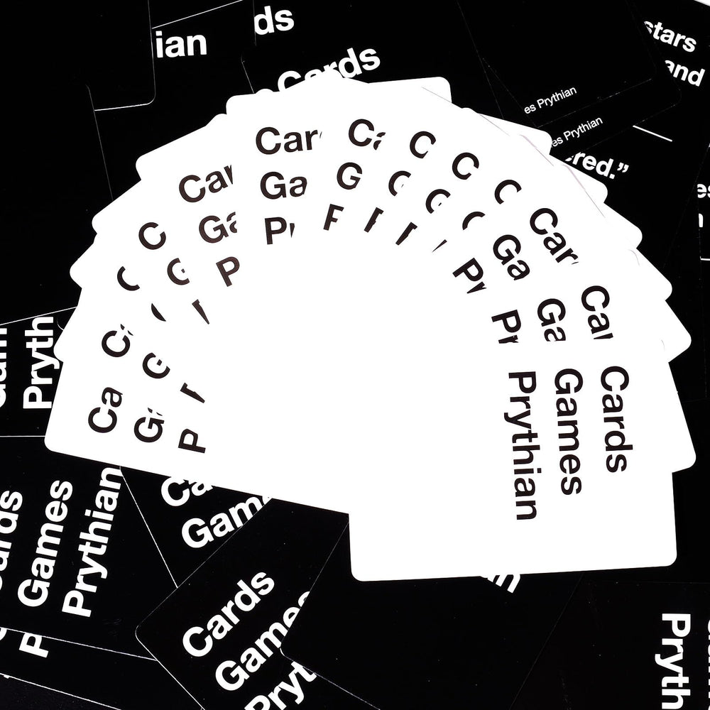 Prythian Cards open box reveals components and setup for quick party starts