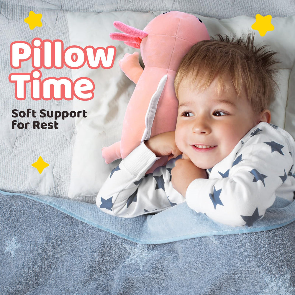 Puffpals axolotl-size plush for daily cuddles at home or travel.