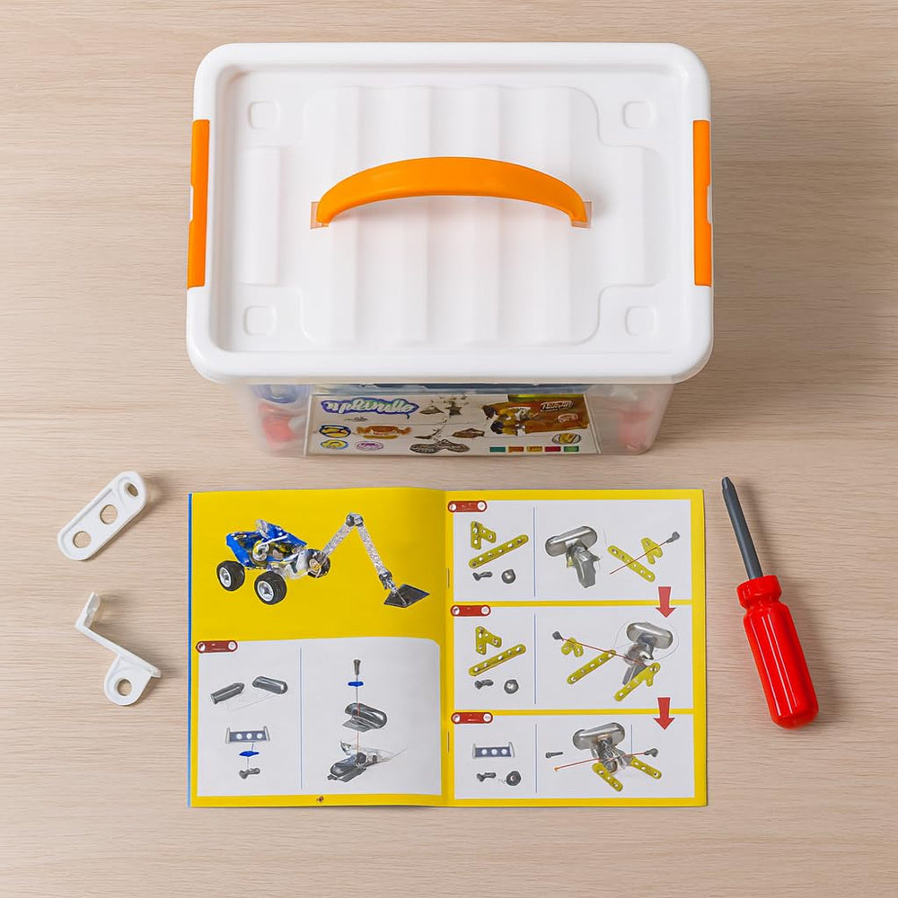 PUKUPIG portable storage box shows organized components after play