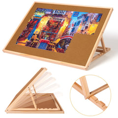 Pulchra puzzle board with folding legs for versatile puzzling on any surface.