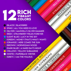 Pun Labs Colours pencil set with foil stamps for vibrant Beatles-themed art.