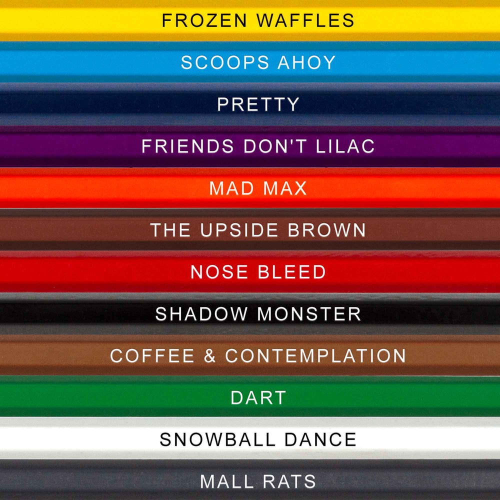 Pun Labs Stranger Colors pre-sharpened pencils reveal vibrant pigments for bold art.