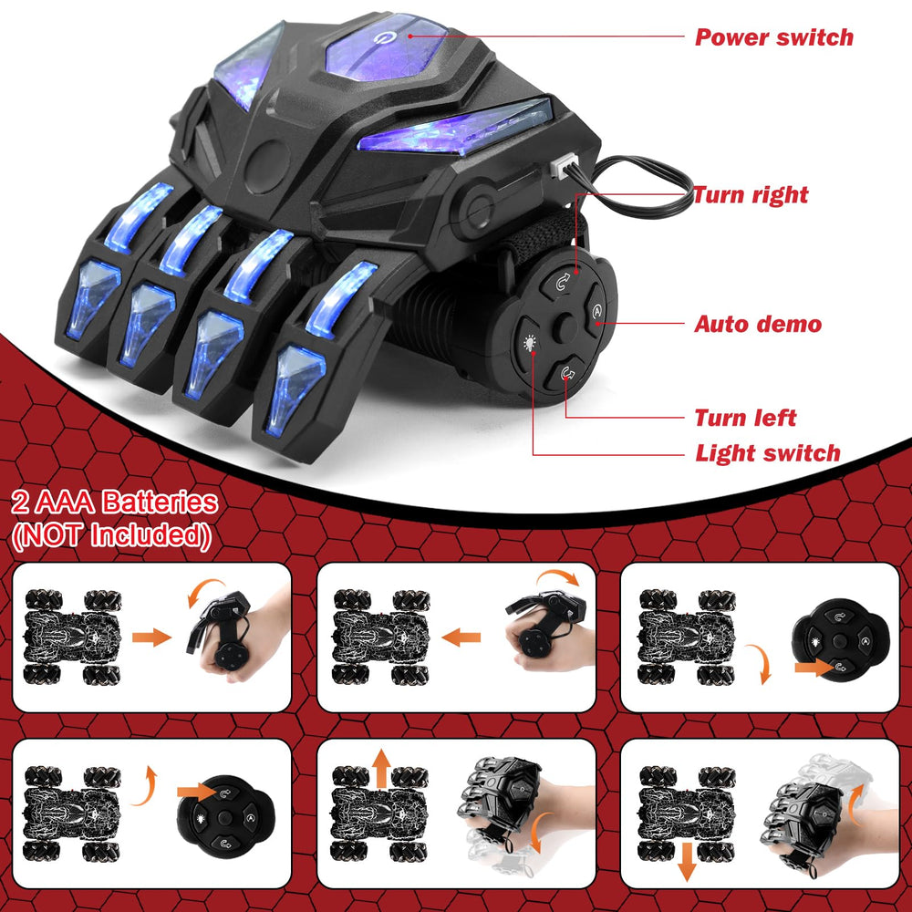 Punieayi 360° rotating double‑sided spider car performs dramatic stunts.