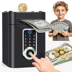 Pupidiu fingerprint piggy bank front view, an inviting design encouraging kids to save.