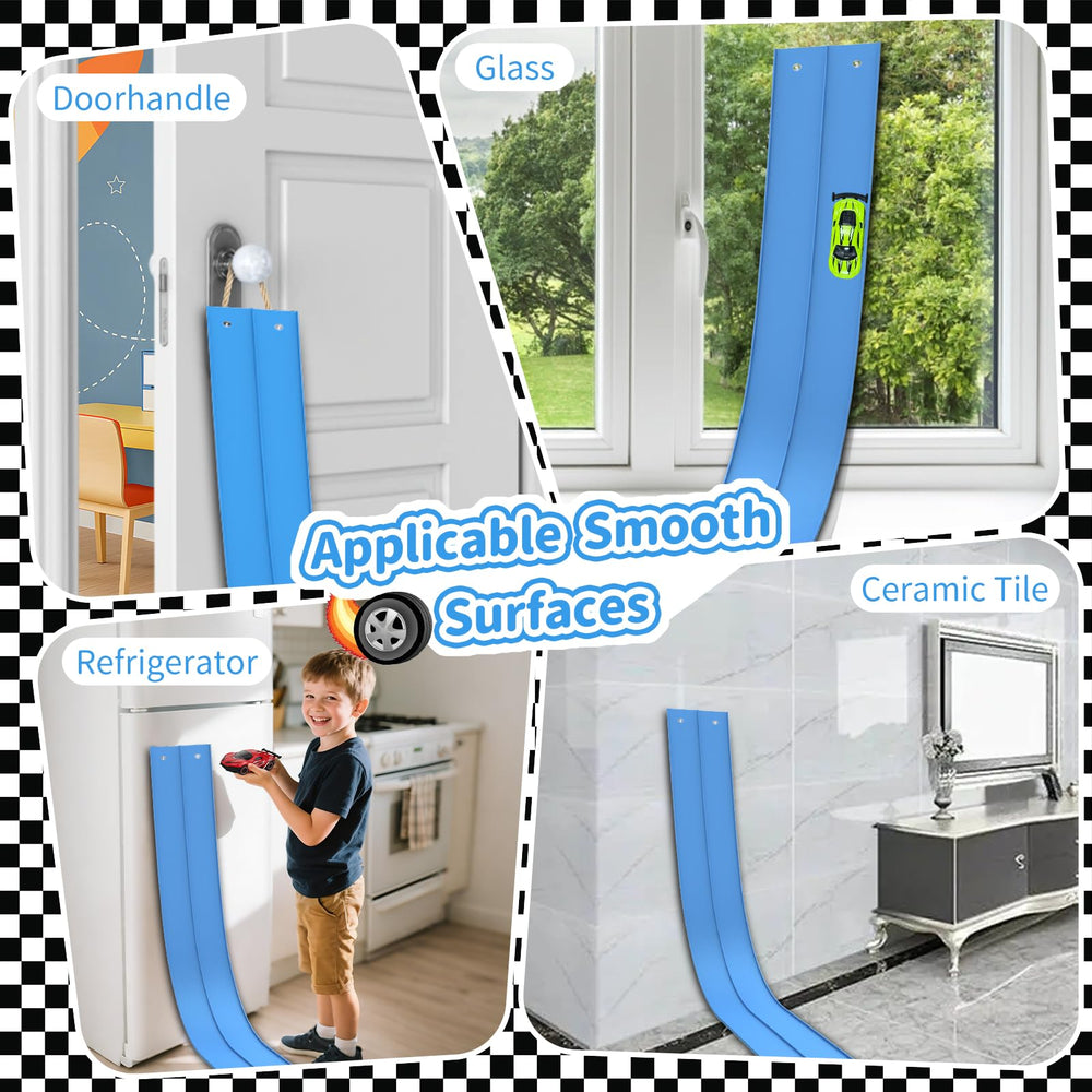 Suction cups grip smooth indoor surfaces like windows for instant play.