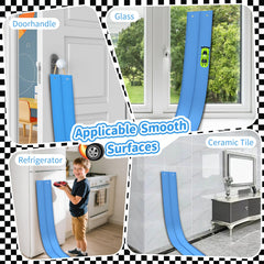 Suction cups grip smooth indoor surfaces like windows for instant play.
