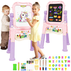 PUPPSITTY art easel for kids with double-sided magnetic board for creative play.