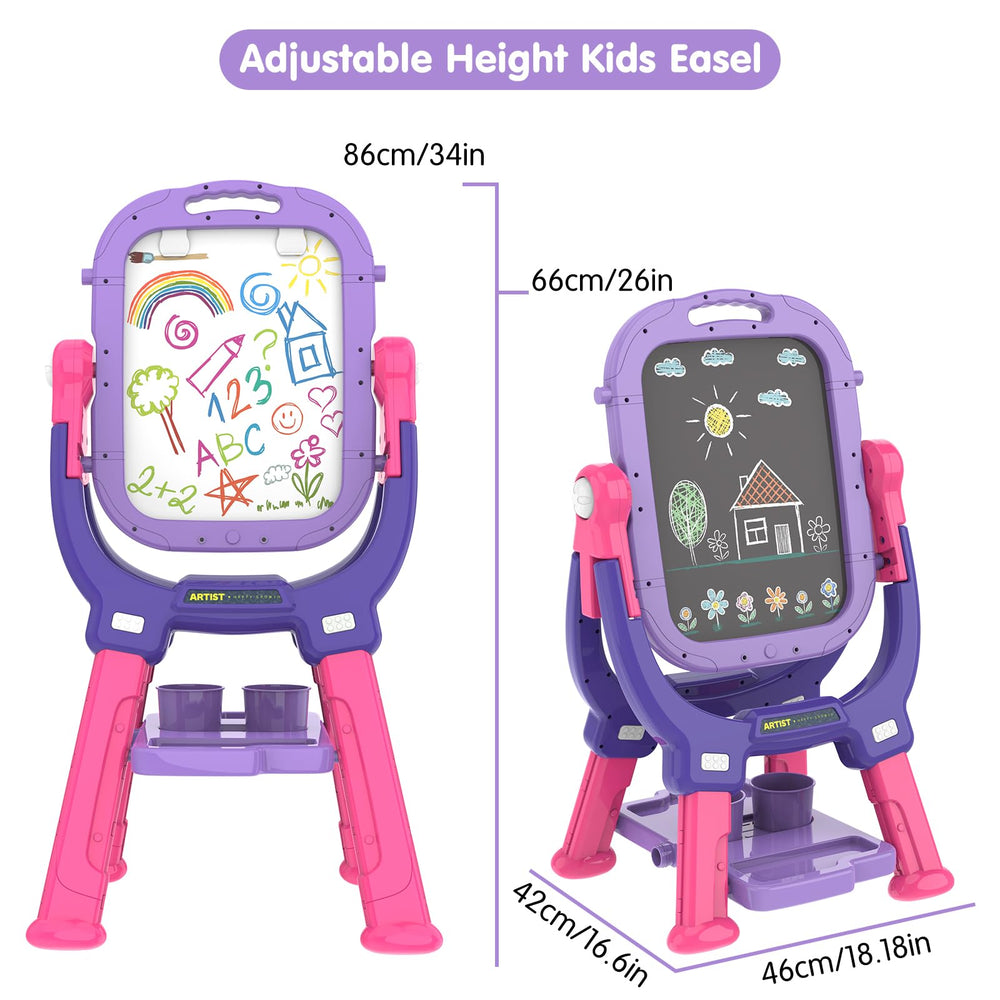 PUPPSITTY double-sided magnetic board with whiteboard and chalkboard for diverse activities