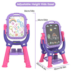 PUPPSITTY double-sided magnetic board with whiteboard and chalkboard for diverse activities