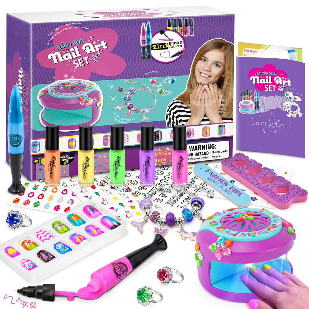 PUPPSITTY kids nail-polish-set-nail-dryer enables quick-dry art play.