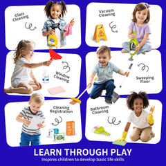 Pupu Pig Cleaning Cart wheels in action enabling smooth movement during tidy up pretend play.