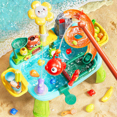 Pupu Pig Water Table with floating fishing game engages kids in cooperative water play
