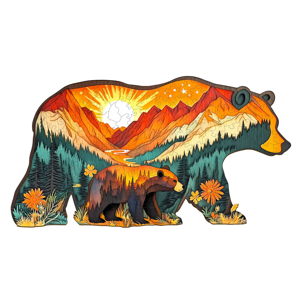 Purdicra bears in the forest puzzle with irregular animal pieces for mindful focus.