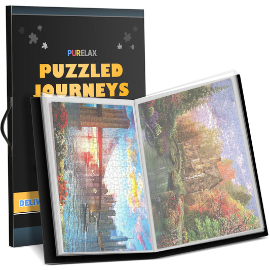 Purelax puzzle storage organizer with snug 33 by 23 inch fit for large puzzles.