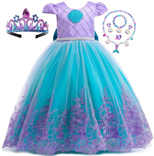 PURFEEL Girls Mermaid Dress front view for sparkling party photos