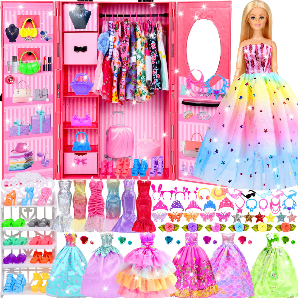 PURPERCAT doll closet with shoe cabinet for organized play