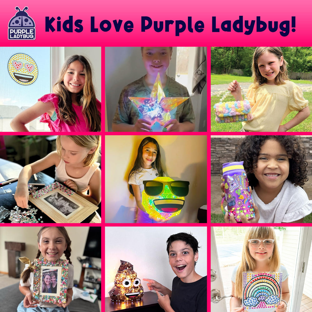 PURPLE LADYBUG gloves and straws for neat paint pouring