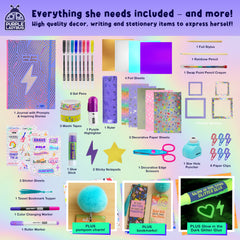 Purple Ladybug glow-in-the-dark glitter glue adds sparkly flair for crafts.