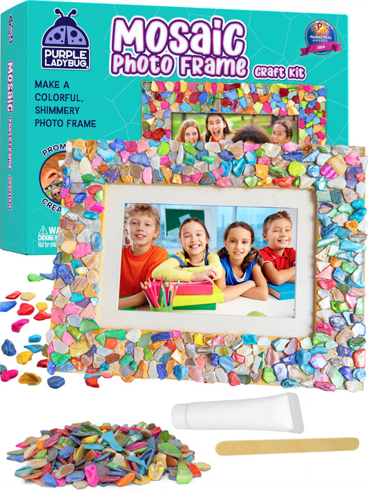 Purple Ladybug mosaic frame wooden showcases photos with a durable, personalized touch