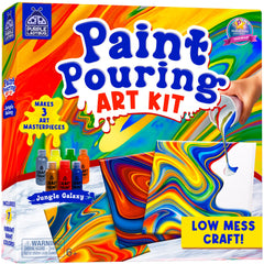PURPLE LADYBUG Pouring Paint Art Kit shows three artworks layout for display inspiration.
