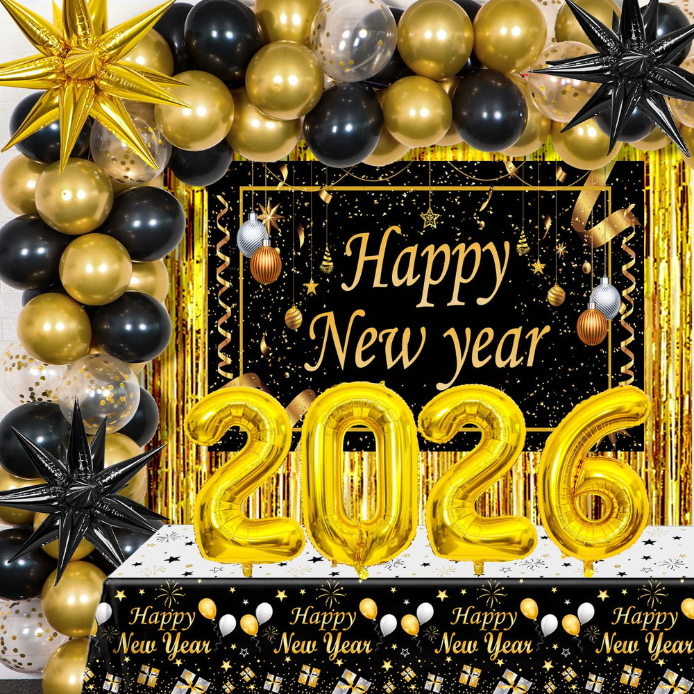 Purtarly Happy New Year banner backdrop enhances photos and party vibes