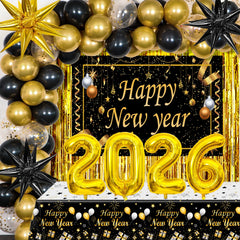 Purtarly Happy New Year banner backdrop enhances photos and party vibes