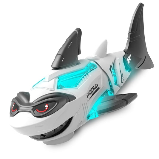 puzgic Shark Toy front view with music and lights energizes infant play