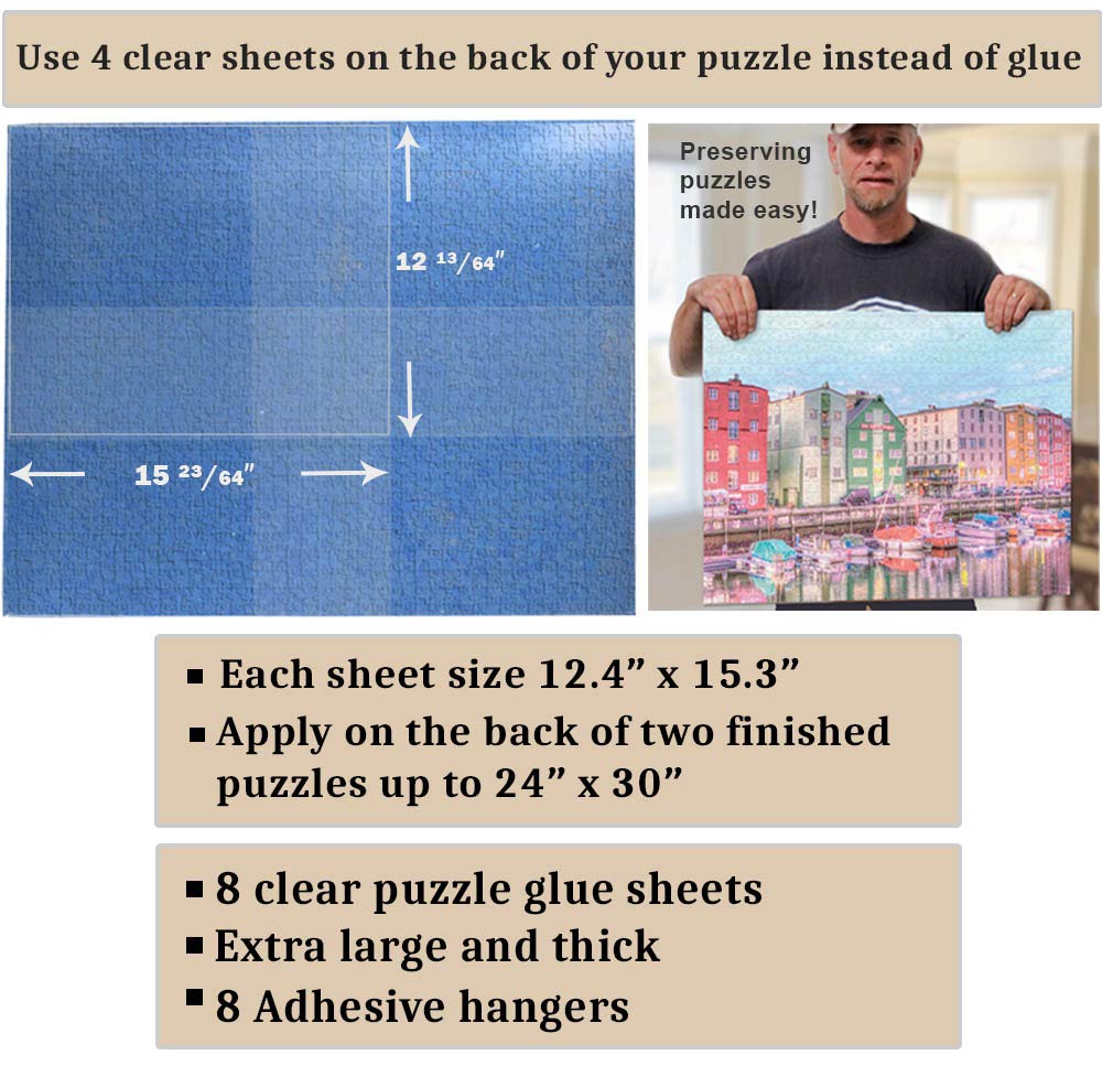 Puzzle EZ back glue sheets applied to finished puzzles.
