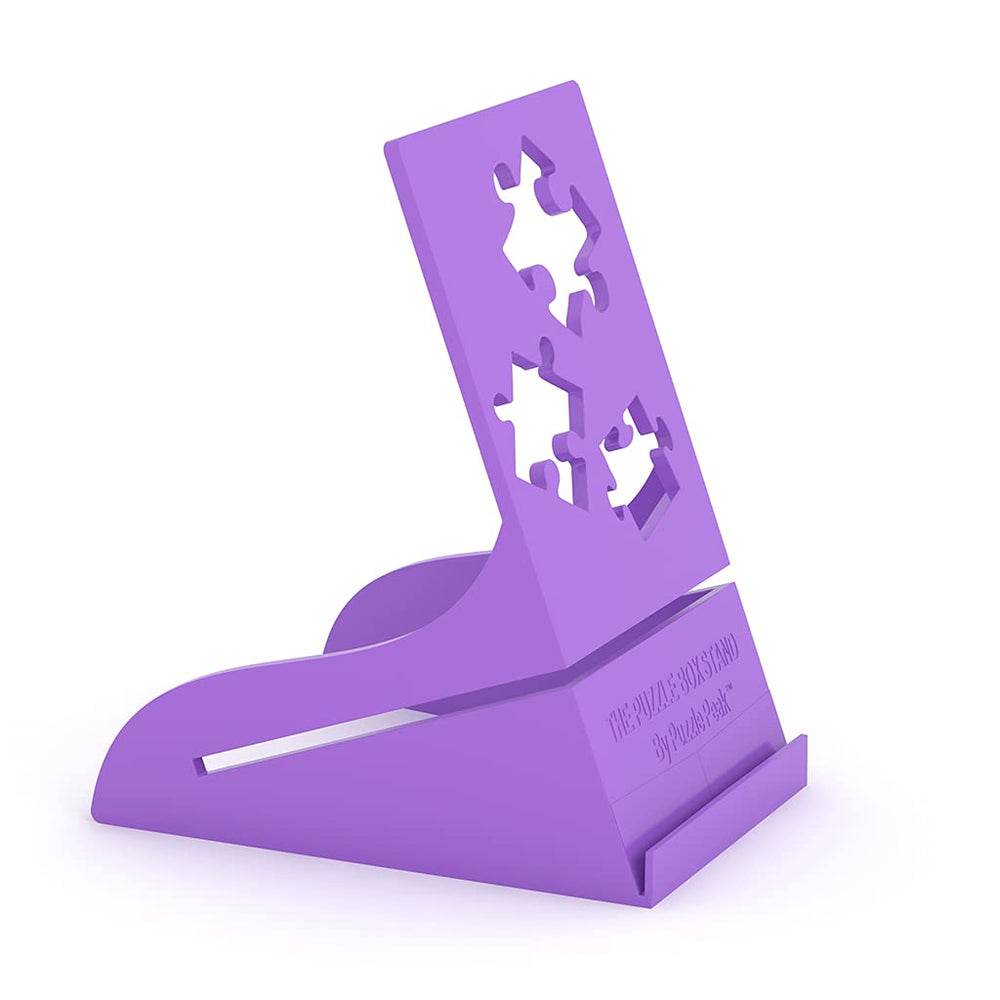 Puzzle Peak all-in-one box stand in purple securely holds your puzzle box