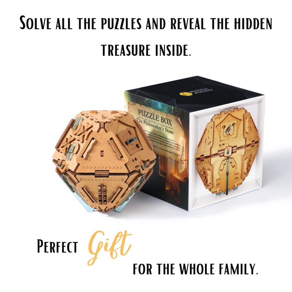 Puzzle Potato money gift box suitable for cash, coins, or jewelry.