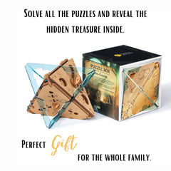 PUZZLE POTATO money puzzle box underscores secret compartments for cash gifts.
