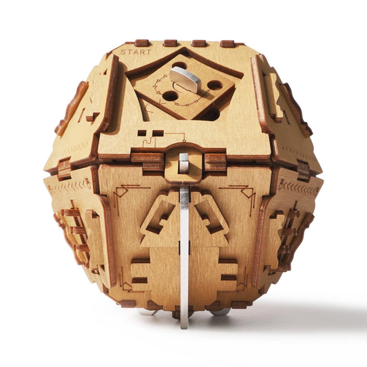 Puzzle Potato Philosopher's Stone Box closed shows premium wood and metal craftsmanship for an elegant gift.