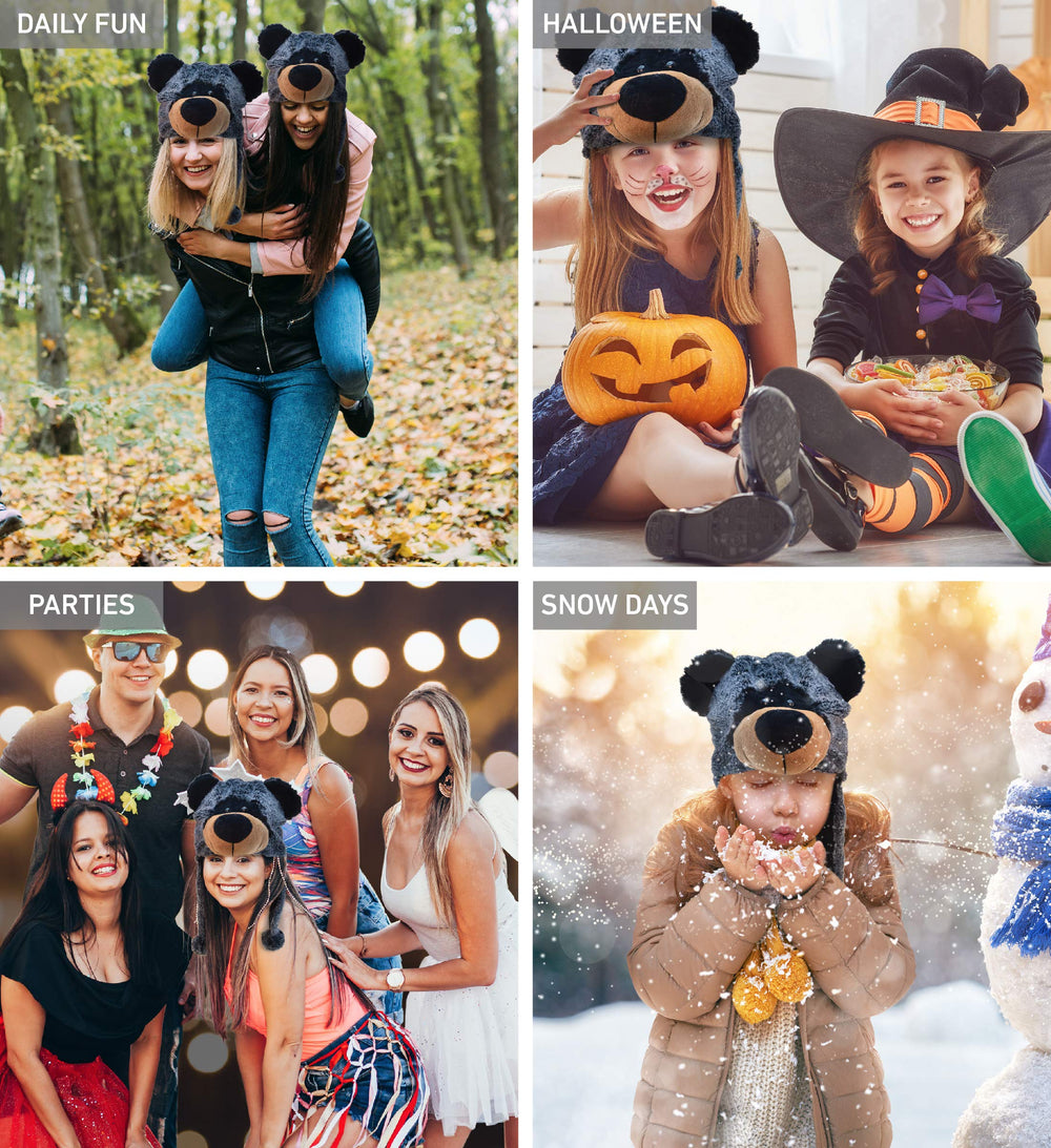Puzzled DolliBu Bear Hat worn by kids, fun pretend play accessory