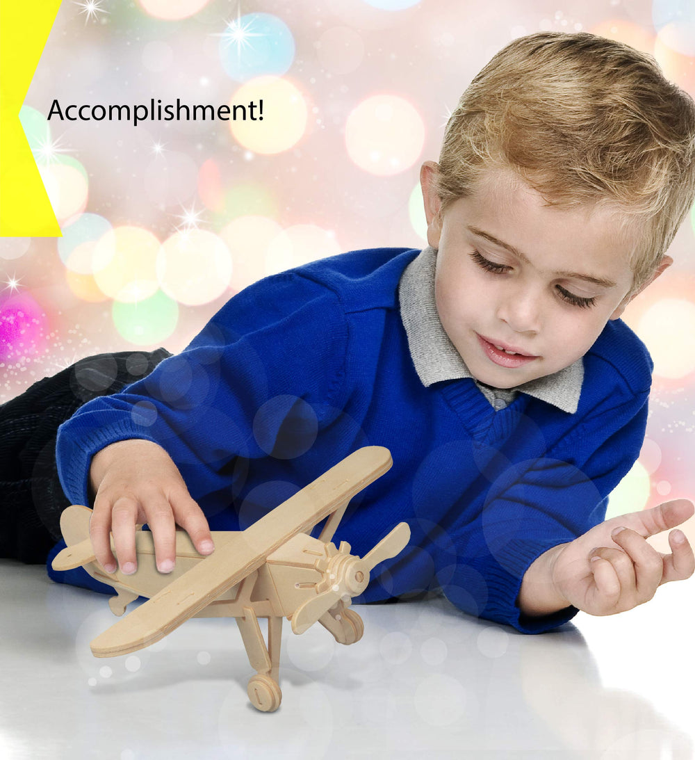 Puzzled Wooden Airplane Pieces Sanded ensures smooth edges for safe handling.