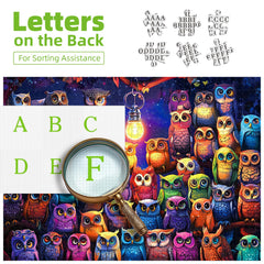 PuzzOne Owl Family back-letters feature aiding puzzle time