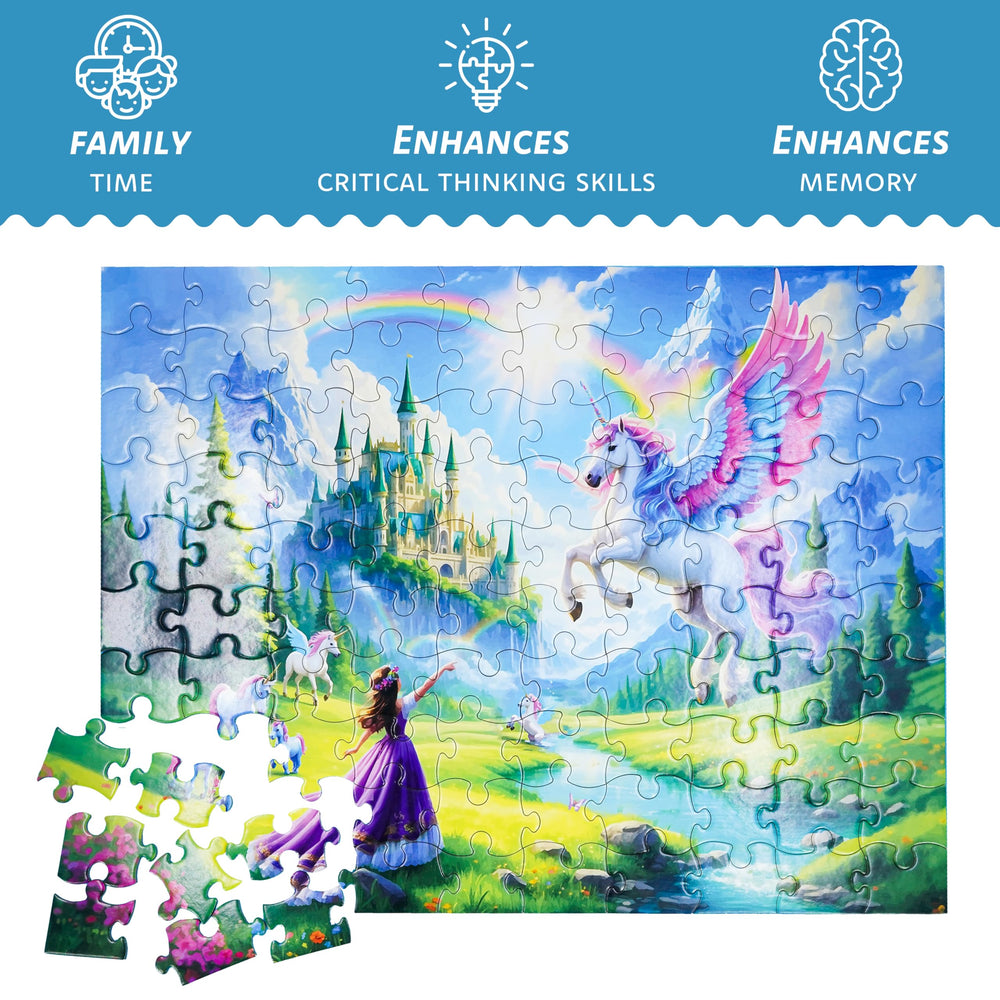 PuzzWiz unicorn kingdom scene detailing artwork to aid focus during assembly