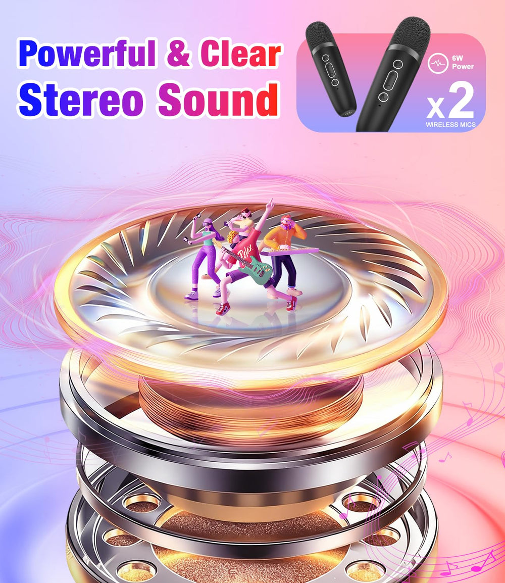 Pxzvd mini karaoke with leather handle design supports easy portability.